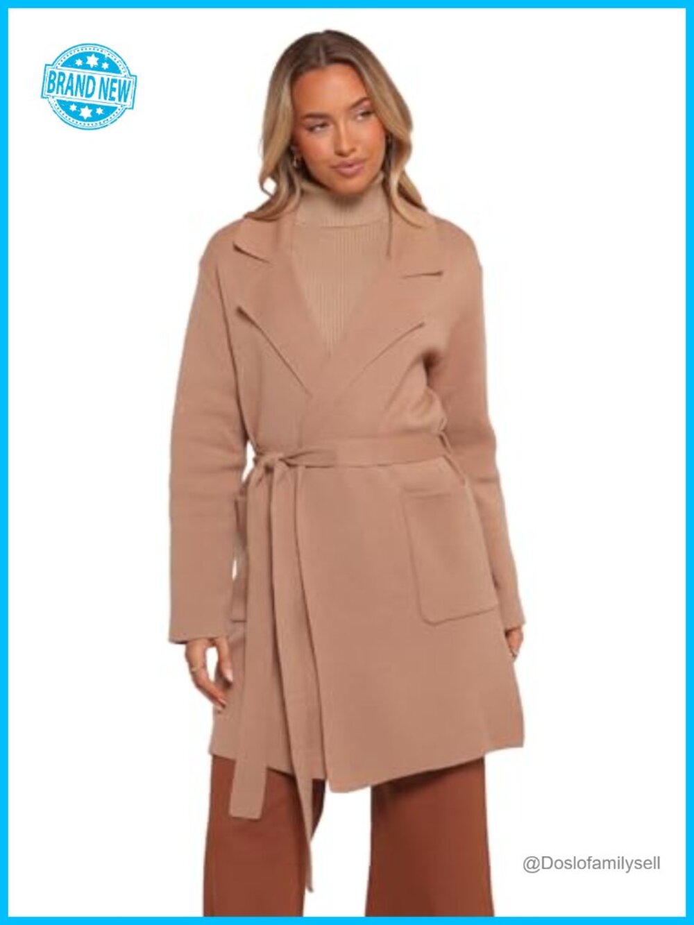 Petal & Pup Corio Coatigan Trench Coat with Notch Lapel Tie Waist